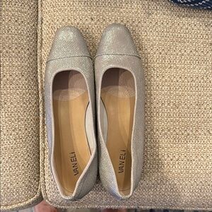 Vaneli Silver Ballet Flats Classic Design 10 narrow